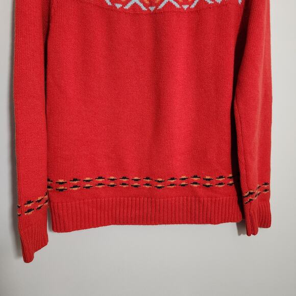 Kari Traa NWT redish orange wool blend fair isle crewneck sweater womans size S - Picture 10 of 12